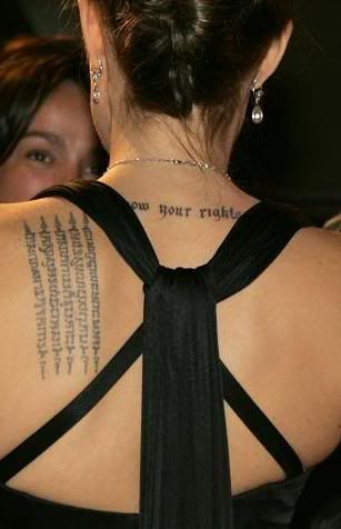 Angelina's Cambodian back tattoo 