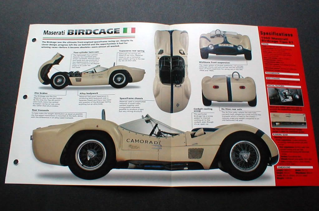 1960 Maserati Birdcage Tipo 61 Racer Specs Imp Brochure Auctions - Buy And Sell - FindTarget Auctions