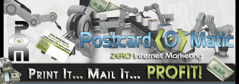 Postcard-O-Matic is an extremely simple system built for maximum leverage; based, not on expertise, but 100% upon implementation. This turn-key system is designed to have YOU marketing and profiting your first week in business!