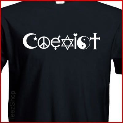 COEXIST Anti War Religious symbols World PEACE T shirt  