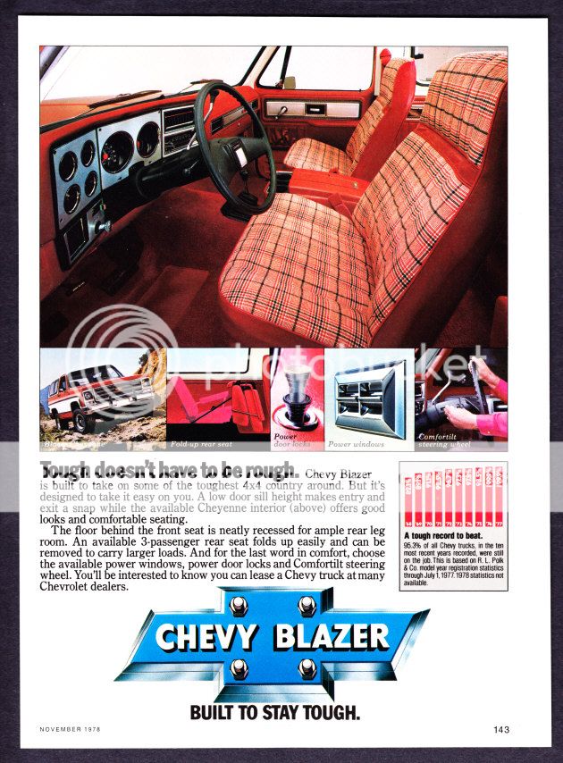 Details About 1979 Chevy Blazer Interior Photo Tough Doesn T Mean Rough Promo Print Ad
