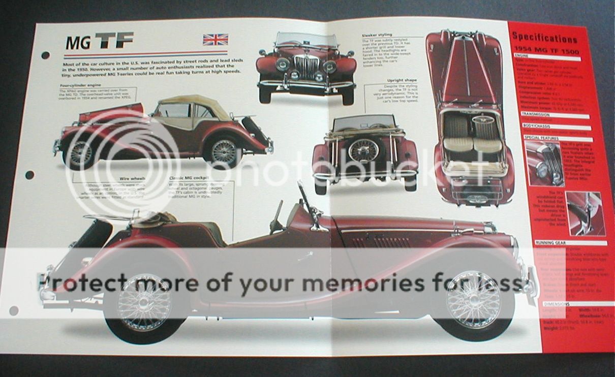 1954 MG TF 1500 ROADSTER UNIQUE IMP BROCHURE  