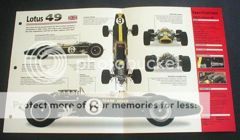 1967 LOTUS 49 FORMULA 1 RACER UNIQUE IMP BROCHURE  