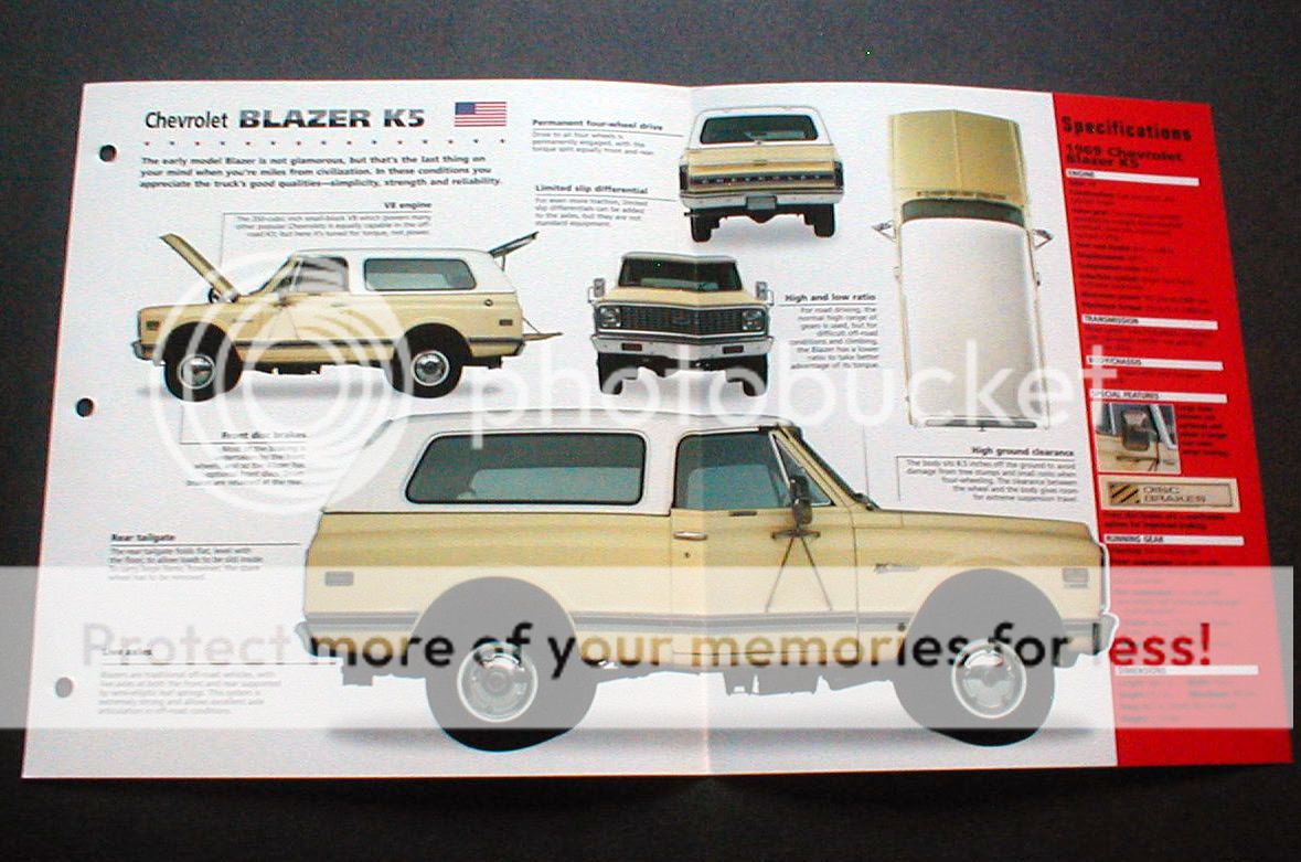 1969 Chevy Chevrolet Blazer K5 Unique Imp Brochure 69