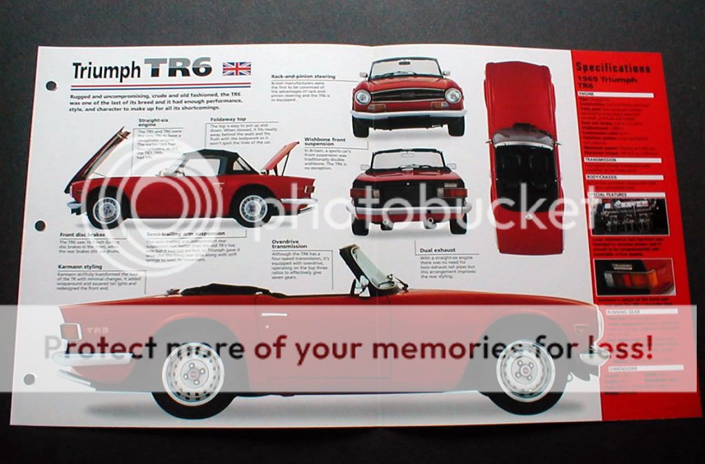 1969 TRIUMPH TR 6 TR6 CONVERTIBLE UNIQUE IMP BROCHURE  