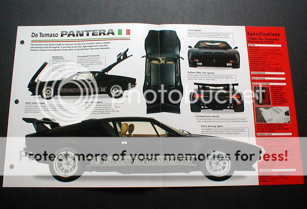 1986 de Tomaso Pantera GT5 s Unique Imp Brochure