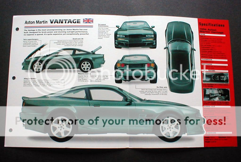 1994 ASTON MARTIN VANTAGE COUPE UNIQUE IMP BROCHURE  