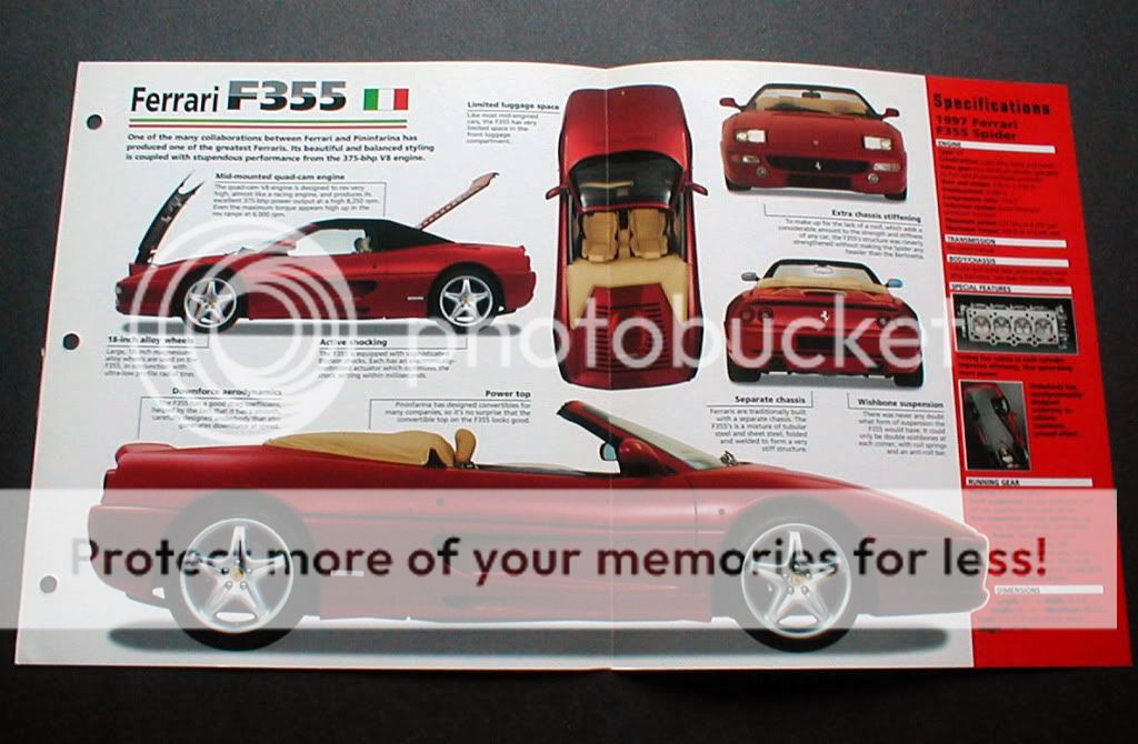 1997 Ferrari F355 Spider Unique Imp Brochure